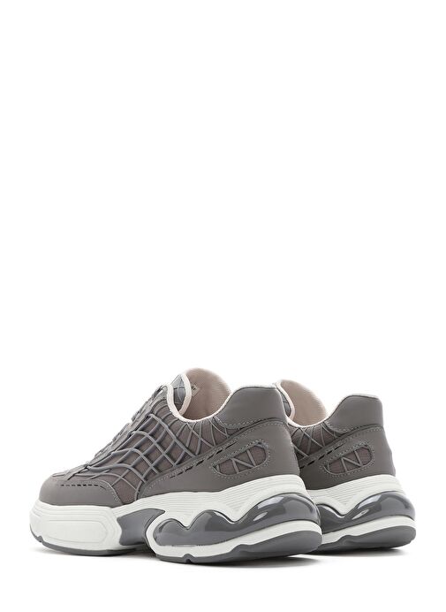 Erkek Gri Bağcıklı Kalın Tabanlı Kumaş Sneaker 25SFD69416F - Görsel 6