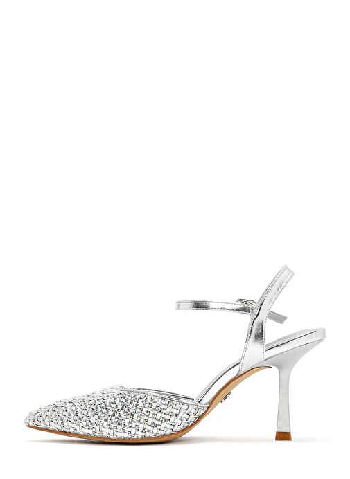 Kadın Gri Bilekten Tokalı Örgülü İnce Topuklu Ayakkabı 25SFE493214 - Görsel 5