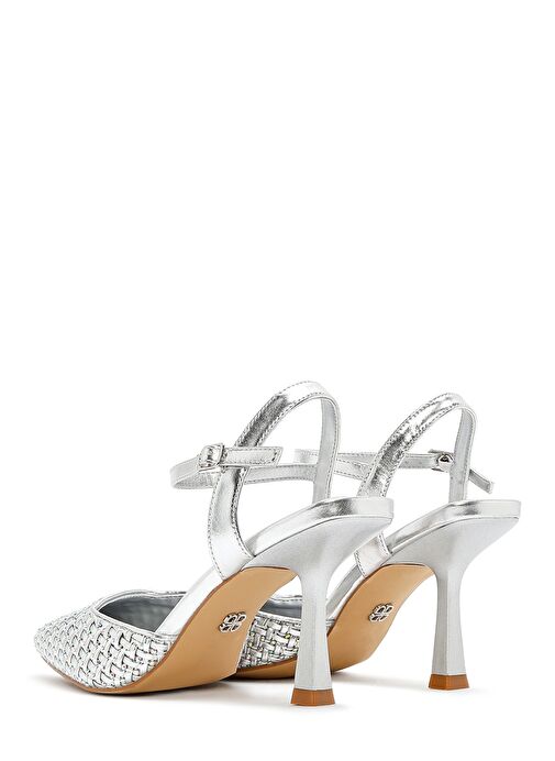 Kadın Gri Bilekten Tokalı Örgülü İnce Topuklu Ayakkabı 25SFE493214 - Görsel 7