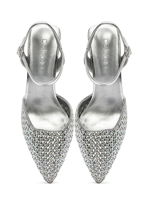 Kadın Gri Bilekten Tokalı Örgülü İnce Topuklu Ayakkabı 25SFE493214 - Görsel 9