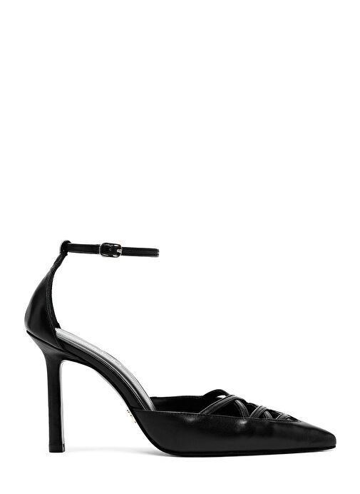 Kadın Siyah Bilekten Tokalı İnce Topuklu Deri Ayakkabı 25SFD162018 - Görsel 2
