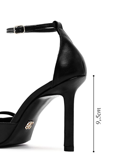 Kadın Siyah Bilekten Tokalı İnce Topuklu Deri Ayakkabı 25SFD162018 - Görsel 3