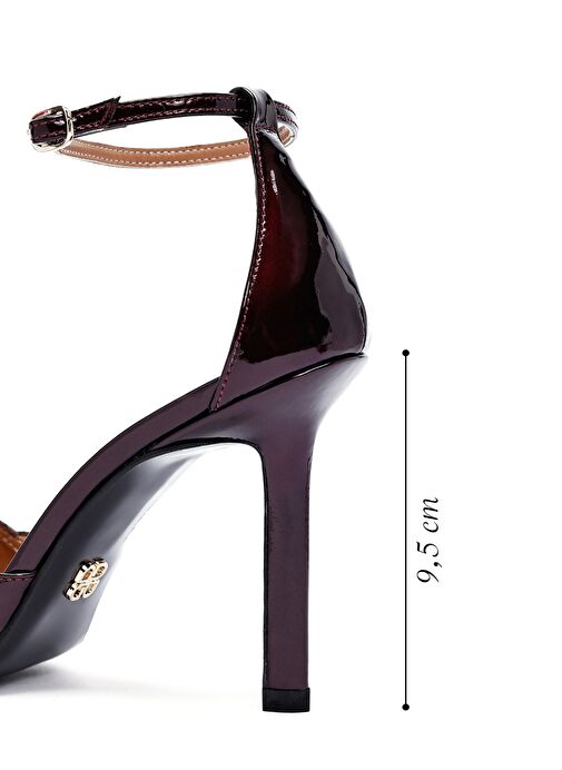 Kadın Bordo Bilekten Tokalı İnce Topuklu Rugan Deri Ayakkabı 25SFD162016 - Görsel 3