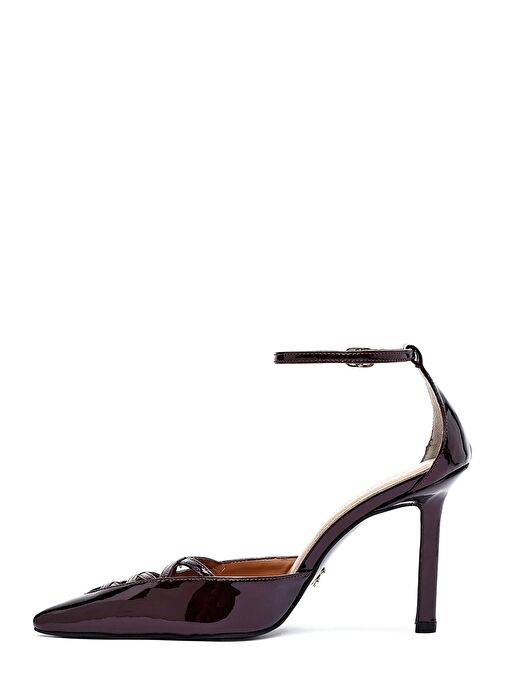 Kadın Bordo Bilekten Tokalı İnce Topuklu Rugan Deri Ayakkabı 25SFD162016 - Görsel 5