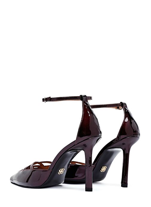 Kadın Bordo Bilekten Tokalı İnce Topuklu Rugan Deri Ayakkabı 25SFD162016 - Görsel 7