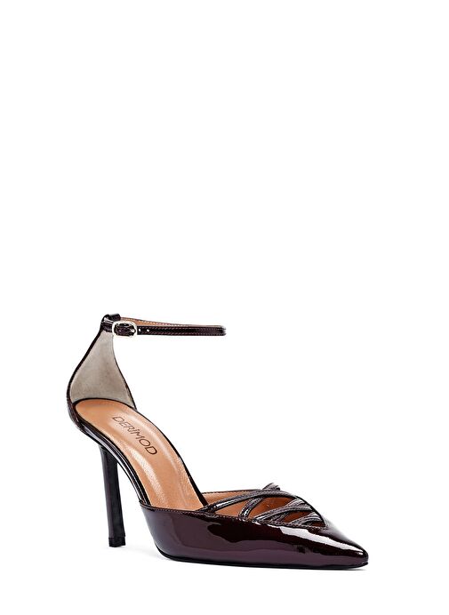 Kadın Bordo Bilekten Tokalı İnce Topuklu Rugan Deri Ayakkabı 25SFD162016 - Görsel 8