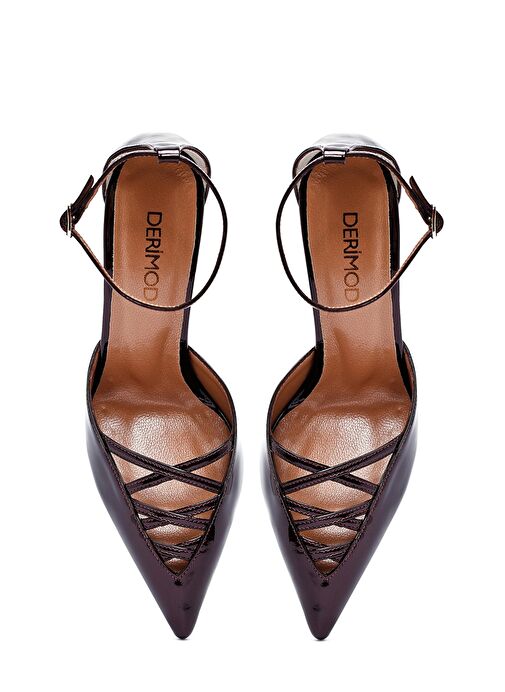 Kadın Bordo Bilekten Tokalı İnce Topuklu Rugan Deri Ayakkabı 25SFD162016 - Görsel 9