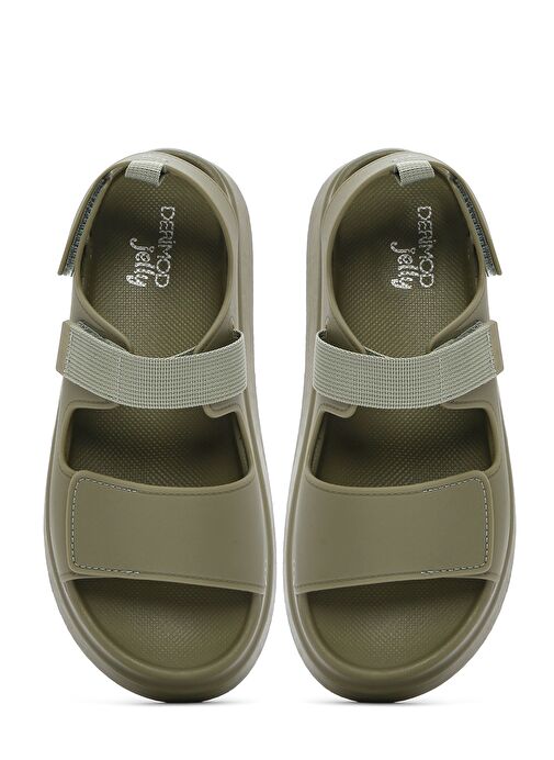 Kadın Haki Bantlı Kalın Tabanlı Jelly Sandalet 25SFE4753PV - Görsel 8