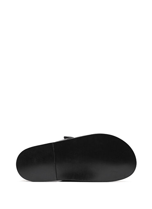 Kadın Siyah Bantlı Desenli Deri Terlik 25SFD230018 - Görsel 5