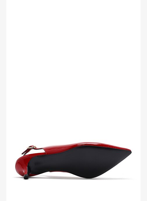 Kadın Kırmızı Arkası Açık Kısa Topuklu Rugan Deri Ayakkabı 25SFD230516 - Görsel 6
