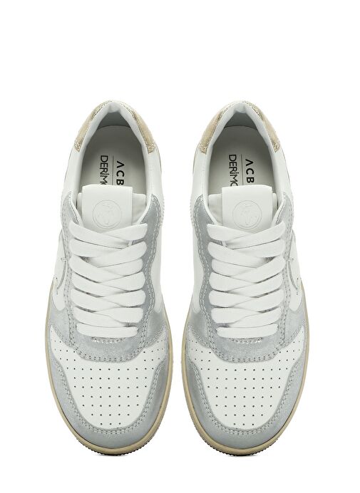 ACBC x DERİMOD Kadın Gümüş Bağcıklı Simli Deri Sneaker 25SFD4354SM - Görsel 8