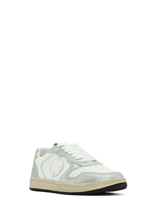 ACBC x DERİMOD Kadın Gümüş Bağcıklı Simli Deri Sneaker 25SFD4354SM - Görsel 7