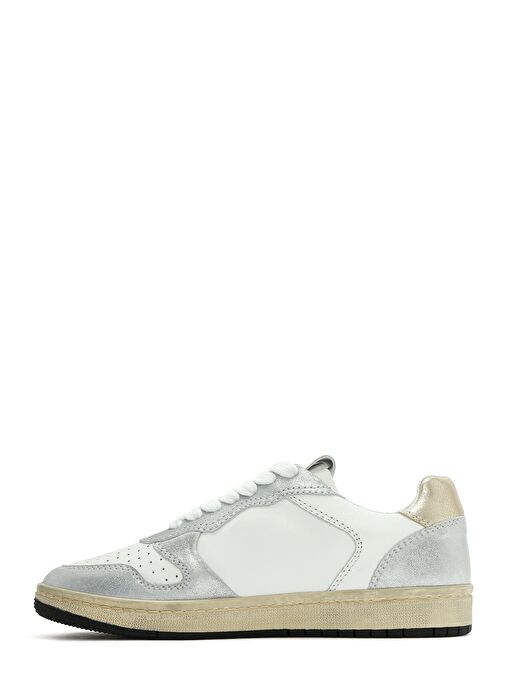 ACBC x DERİMOD Kadın Gümüş Bağcıklı Simli Deri Sneaker 25SFD4354SM - Görsel 3