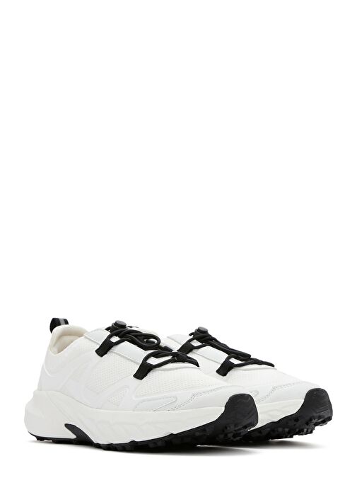 ACBC x DERİMOD Kadın Beyaz Bağcıklı Kalın Tabanlı Kumaş Sneaker 25SFD43556F - Görsel 4