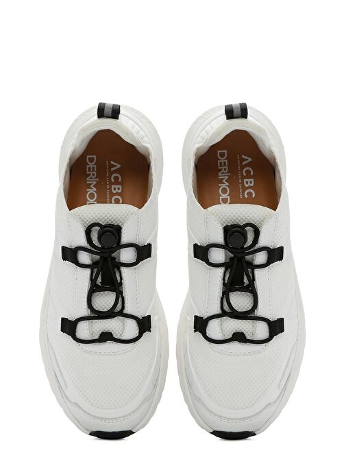 ACBC x DERİMOD Kadın Beyaz Bağcıklı Kalın Tabanlı Kumaş Sneaker 25SFD43556F - Görsel 8