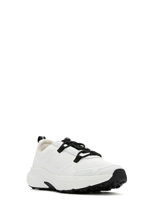 ACBC x DERİMOD Kadın Beyaz Bağcıklı Kalın Tabanlı Kumaş Sneaker 25SFD43556F - Görsel 7