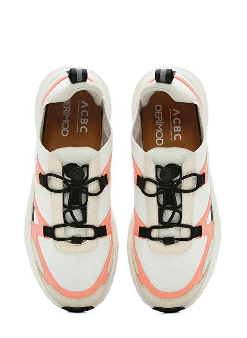 ACBC x DERİMOD Kadın Bej Bağcıklı Kalın Tabanlı Kumaş Sneaker 25SFD43556F - Görsel 8