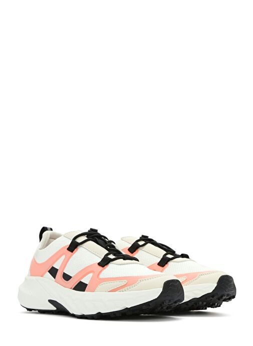 ACBC x DERİMOD Kadın Bej Bağcıklı Kalın Tabanlı Kumaş Sneaker 25SFD43556F - Görsel 4