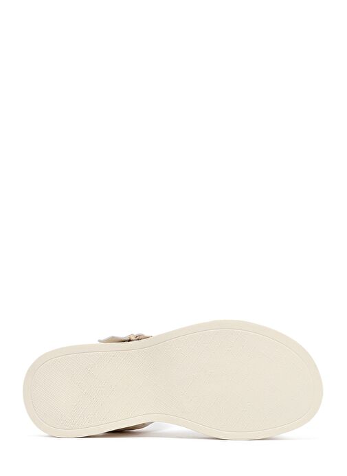 Kadın Bej Bilekten Tokalı Deri Sandalet 25SFD351118 - Görsel 5