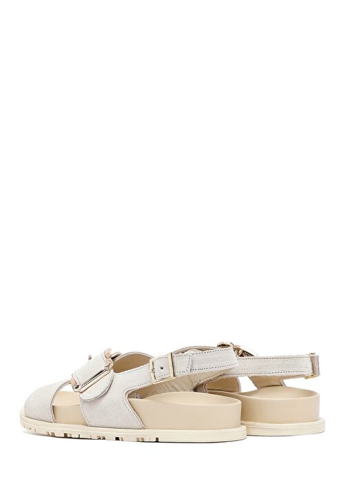 Kadın Bej Tokalı Süet Deri Sandalet 25SFD350910 - Görsel 6