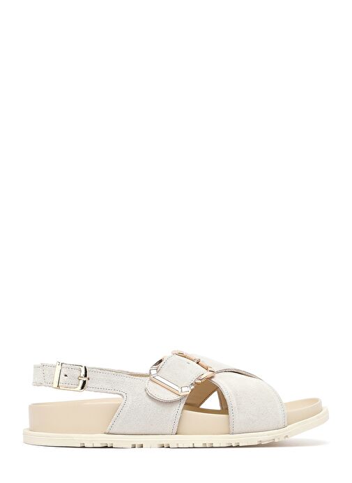 Kadın Bej Tokalı Süet Deri Sandalet 25SFD350910 - Görsel 2