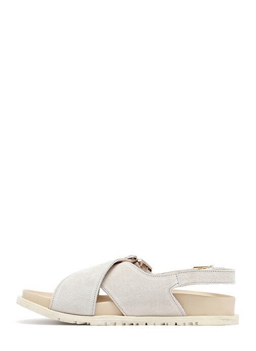 Kadın Bej Tokalı Süet Deri Sandalet 25SFD350910 - Görsel 3