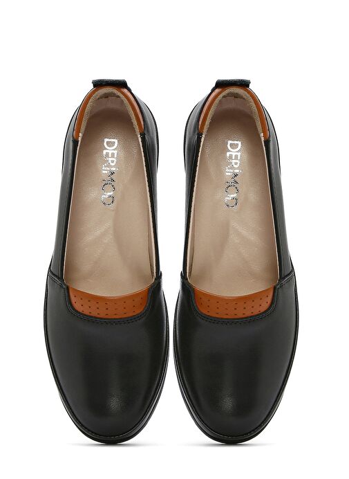 Kadın Siyah Dolgu Topuklu Deri Comfort Loafer 25SFD501318 - Görsel 8