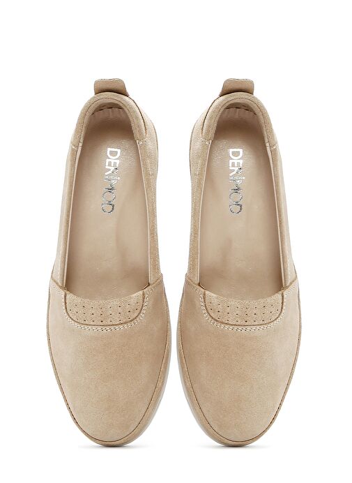 Kadın Bej Dolgu Topuklu Süet Deri Comfort Loafer 25SFD501310 - Görsel 8