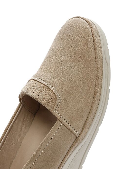 Kadın Bej Dolgu Topuklu Süet Deri Comfort Loafer 25SFD501310 - Görsel 9