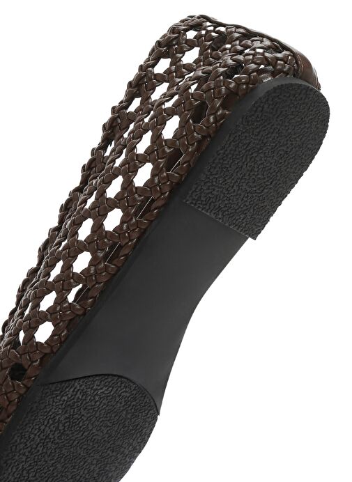 Kadın Kahverengi Örgülü Babet 25SFD443629 - Görsel 9