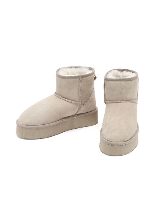 Kadın Bej Kalın Tabanlı Süet Deri Bot 24WFD153510 - Görsel 4