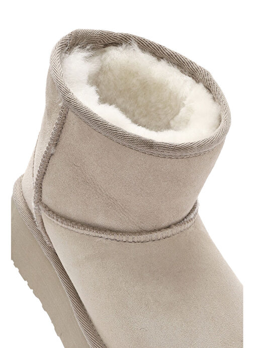 Kadın Bej Kalın Tabanlı Süet Deri Bot 24WFD153510 - Görsel 9