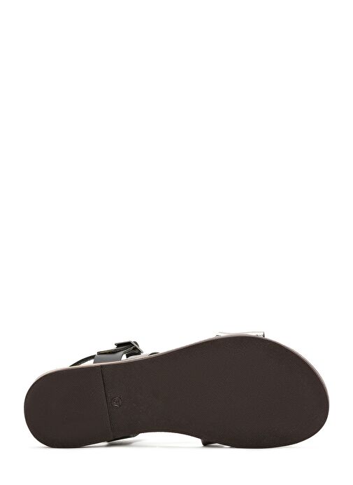 Kadın Siyah Tokalı Metalik Deri Bodrum Sandaleti 25SFD333618 - Görsel 5