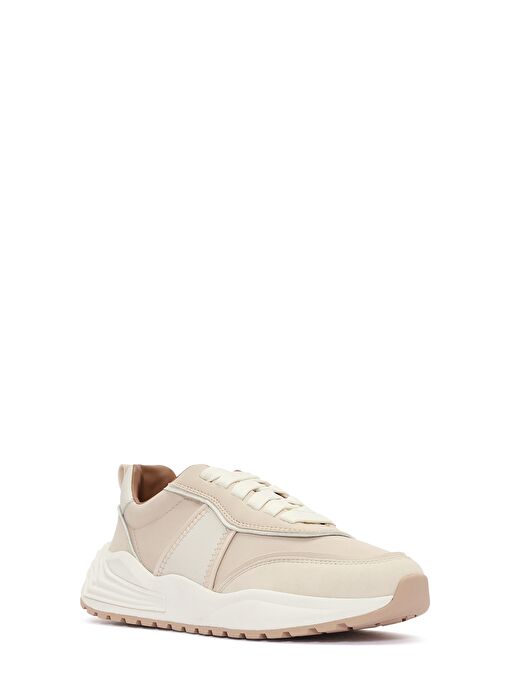 ACBC x DERİMOD Kadın Bej Kalın Tabanlı Bağcıklı Kumaş Sneaker 25SFD43566F - Görsel 7