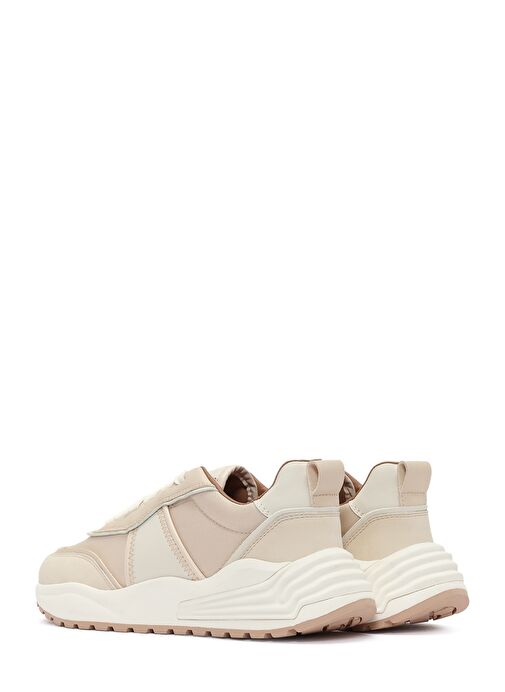 ACBC x DERİMOD Kadın Bej Kalın Tabanlı Bağcıklı Kumaş Sneaker 25SFD43566F - Görsel 6