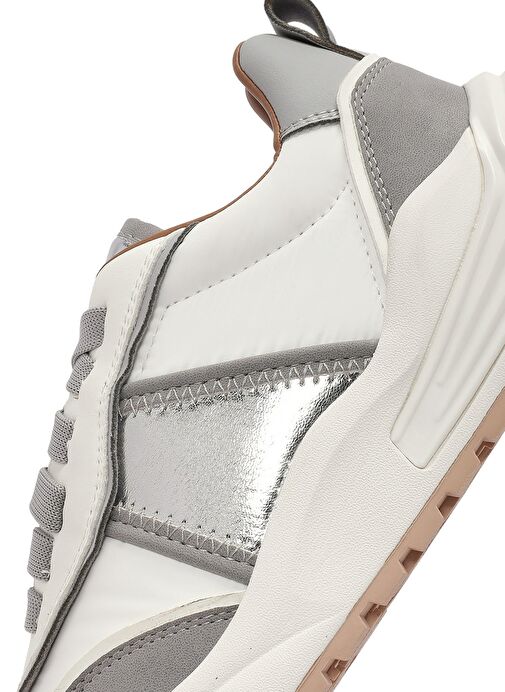 ACBC x DERİMOD Kadın Gri Kalın Tabanlı Bağcıklı Kumaş Sneaker 25SFD43566F - Görsel 9