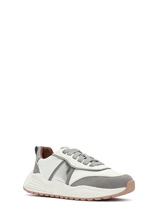 ACBC x DERİMOD Kadın Gri Kalın Tabanlı Bağcıklı Kumaş Sneaker 25SFD43566F - Görsel 7