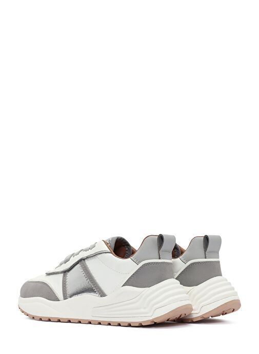 ACBC x DERİMOD Kadın Gri Kalın Tabanlı Bağcıklı Kumaş Sneaker 25SFD43566F - Görsel 6