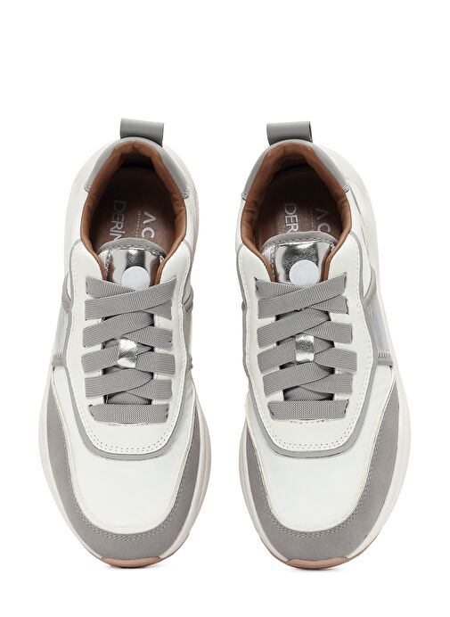 ACBC x DERİMOD Kadın Gri Kalın Tabanlı Bağcıklı Kumaş Sneaker 25SFD43566F - Görsel 8