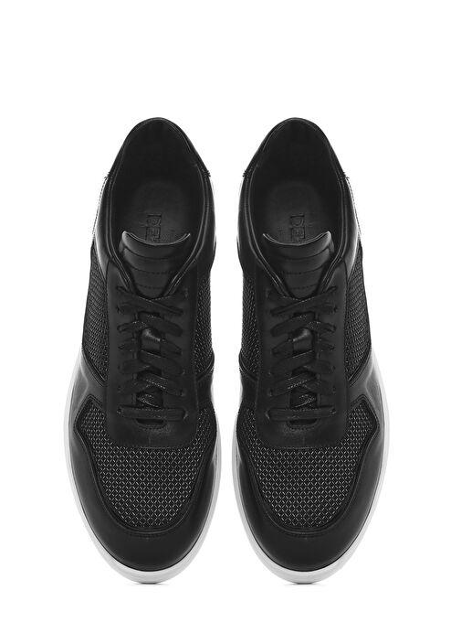 Erkek Siyah Bağcıklı Deri Sneaker 25SFD775014 - Görsel 8