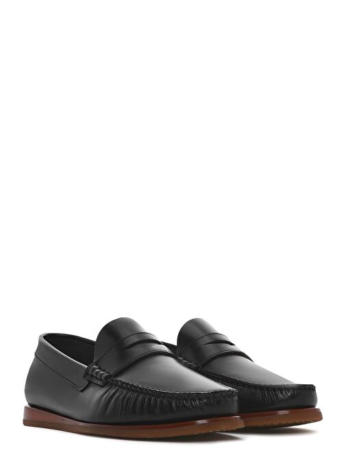 Erkek Siyah Deri Casual Loafer 25SFD775322 - Görsel 4