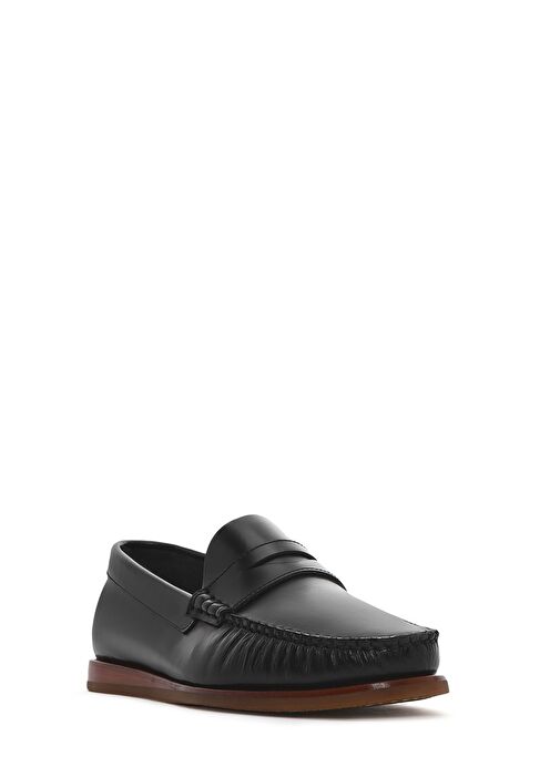 Erkek Siyah Deri Casual Loafer 25SFD775322 - Görsel 7