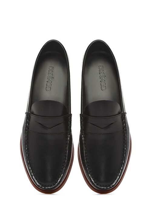 Erkek Siyah Deri Casual Loafer 25SFD775322 - Görsel 8