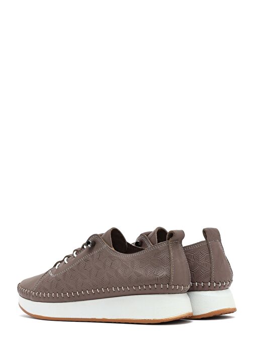 Kadın Vizon Bağcıklı Kalın Tabanlı Desenli Deri Comfort Ayakkabı 25SFD334318 - Görsel 6