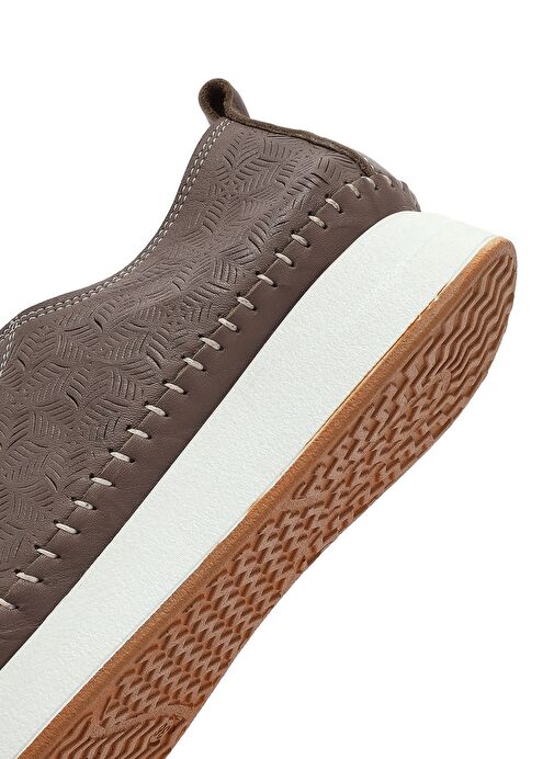 Kadın Vizon Bağcıklı Kalın Tabanlı Desenli Deri Comfort Ayakkabı 25SFD334318 - Görsel 9