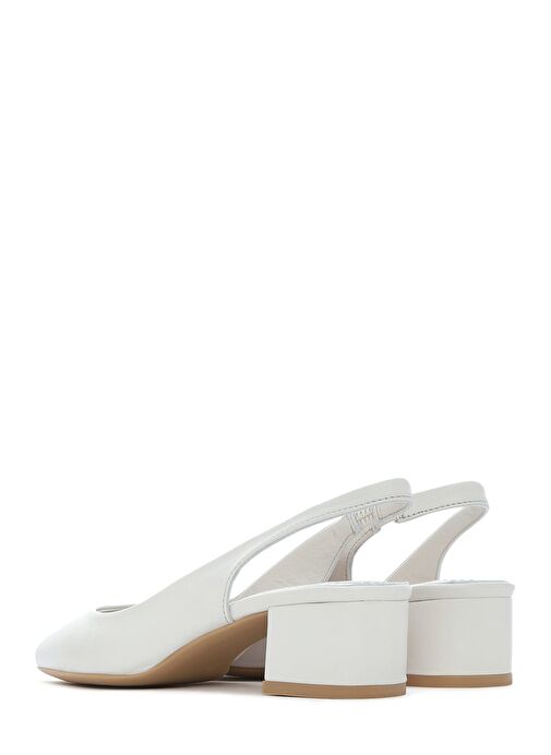 Kadın Bej Arkası Açık Kalın Kısa Topuklu Deri Ayakkabı 25SFD380218 - Görsel 6