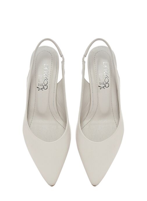 Kadın Bej Arkası Açık Kalın Kısa Topuklu Deri Ayakkabı 25SFD380218 - Görsel 8