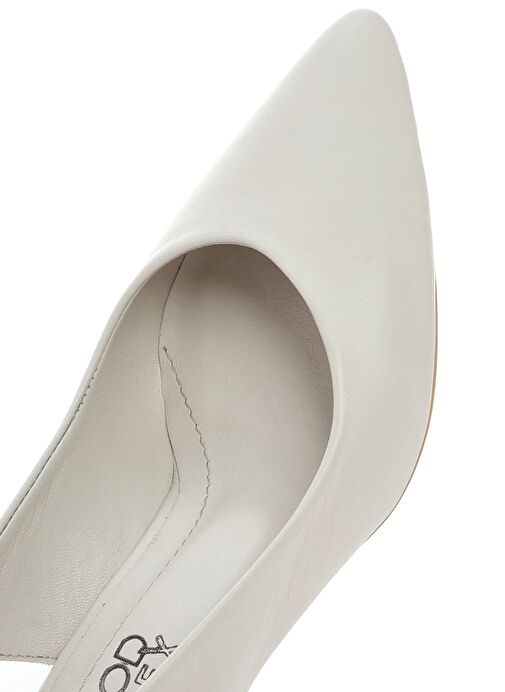 Kadın Bej Arkası Açık Kalın Kısa Topuklu Deri Ayakkabı 25SFD380218 - Görsel 9