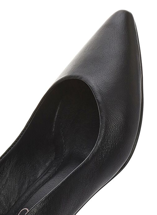 Kadın Siyah Arkası Açık Kalın Kısa Topuklu Deri Ayakkabı 25SFD380218 - Görsel 9