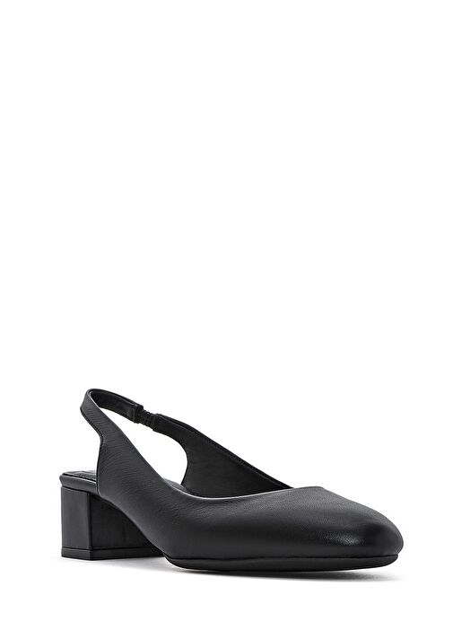 Derimod Flex Kadın Siyah Arkası Açık Kalın Kısa Topuklu Deri Ayakkabı 25SFD380318 - Görsel 7
